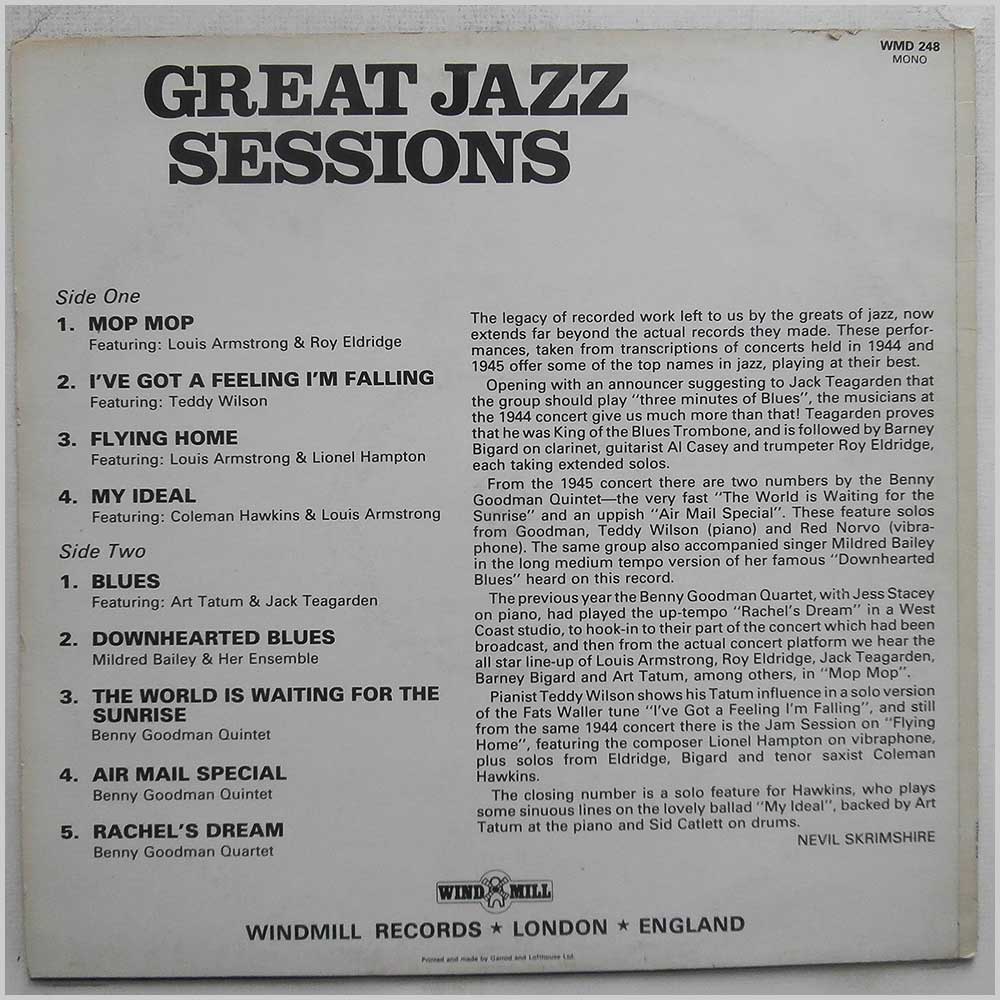 Various - Great Jazz Sessions  (WMD 248) 