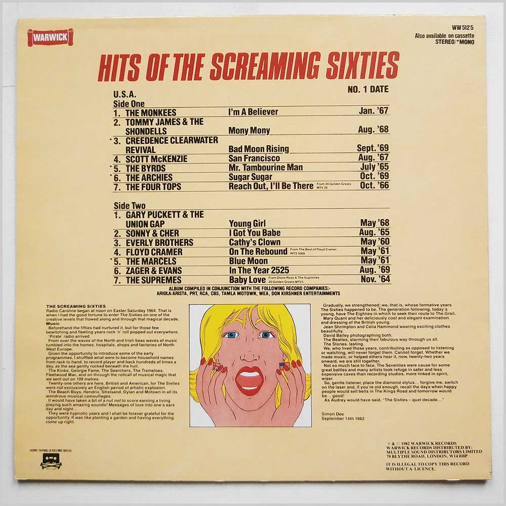 Various - Hits Of The Screaming Sixties  (WW5125) 
