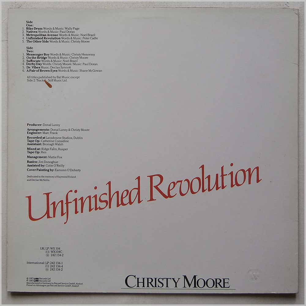 Christy Moore - Unfinished Revolution  (WX 104) 