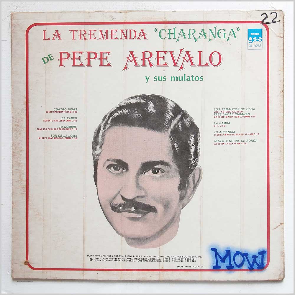 Pepe Arevalo Y Sus Mulatos - La Tremenda Charanga De Pepe Arevalo Y Sus Mulatos  (XL-4267) 