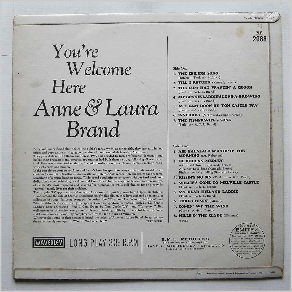 Anne and Laura Brand - You're Welcome Here  (ZLP 2088) 